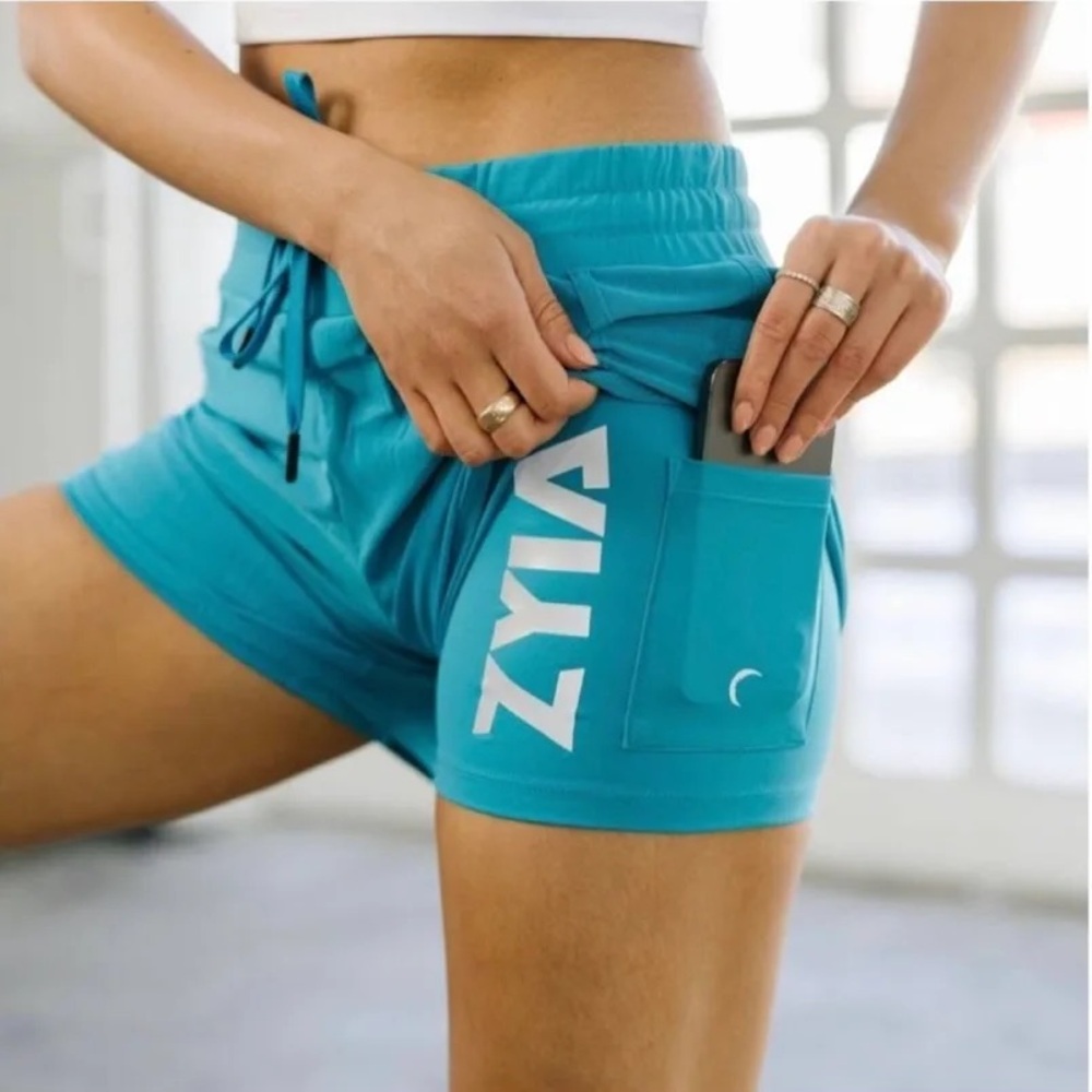 ZYIA Women's Teal Athletic Shorts with Pocket
